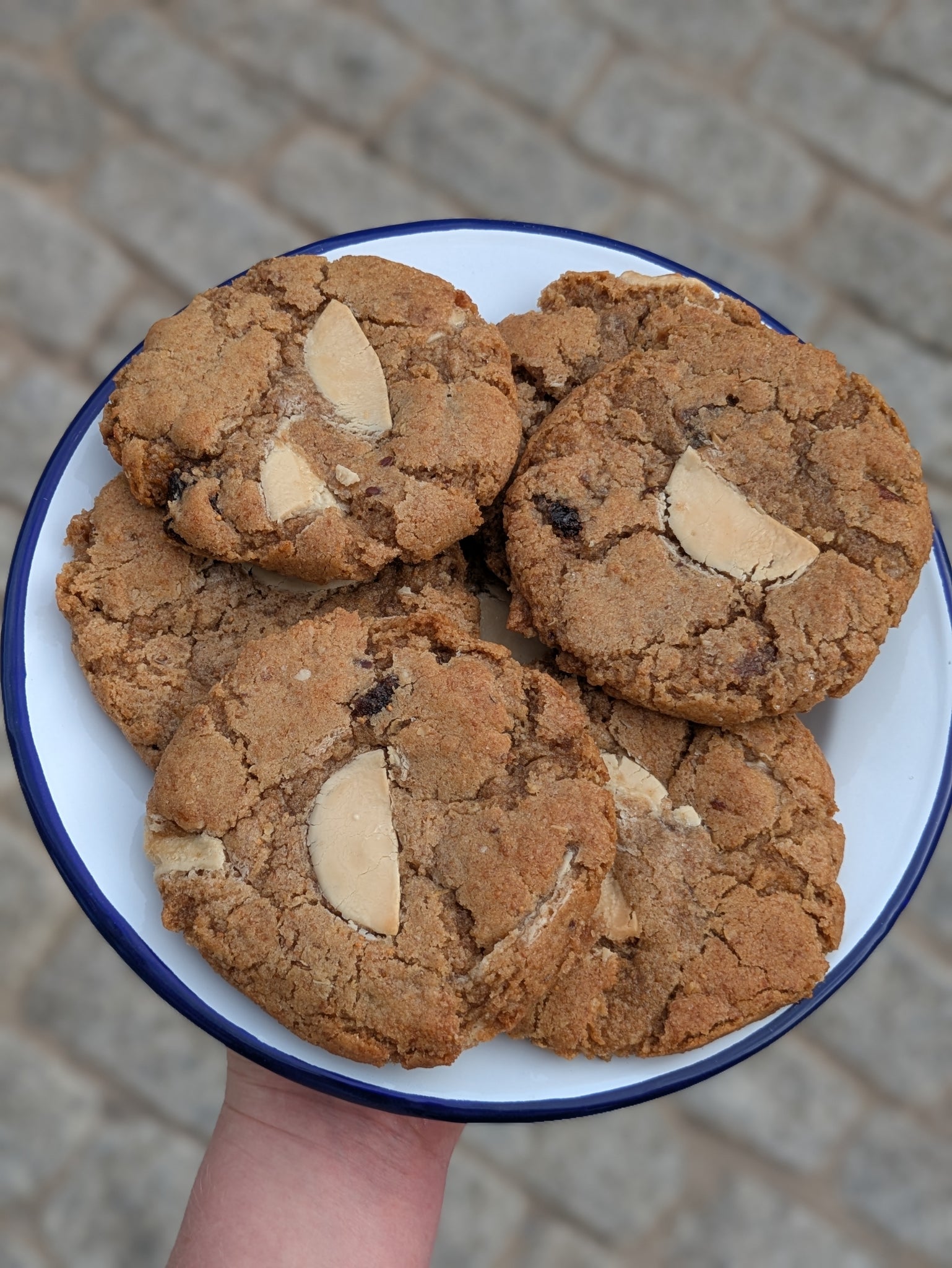 Fig, oat & white chocolate sourdough cookie
